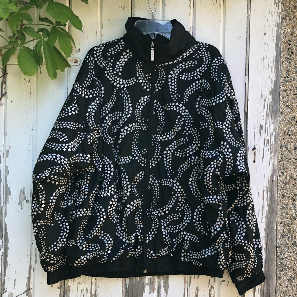 Vintage Swishy Star Track Jacket M Windbreaker 80s